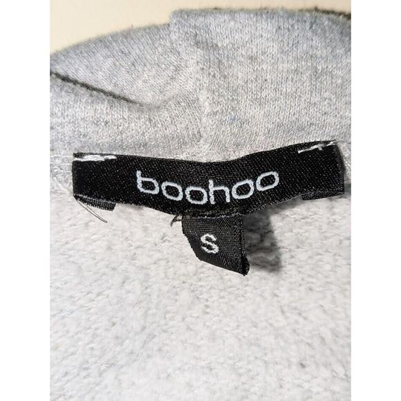 Boohoo Women’s Small Patchwork Full Zip Oversized Gray Hoodie Cozy Comfort Relax - Picture 3 of 7